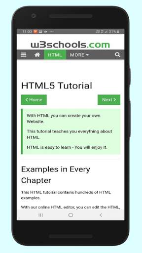W3 Online Mobile tutorials screenshot 3