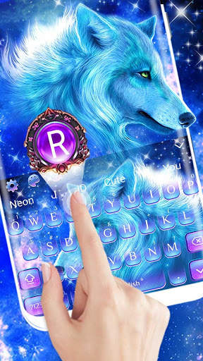 Cyan Neon Wolf Keyboard screenshot 2