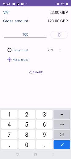 Calculator VAT gross nett screenshot 2