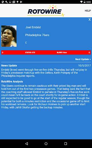 RotoWire News Center screenshot 5
