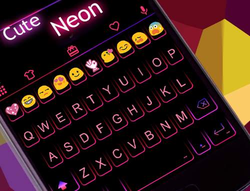 Cute Neon Emoji Keyboard Theme स्क्रीनशॉट 7