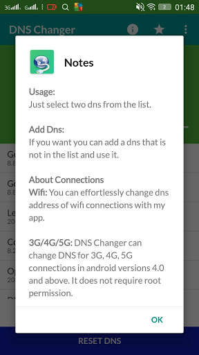 Dns Changer Free (no root 3G/WiFi) screenshot 1