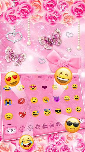Pink Rose Diamond Keyboard Theme screenshot 3