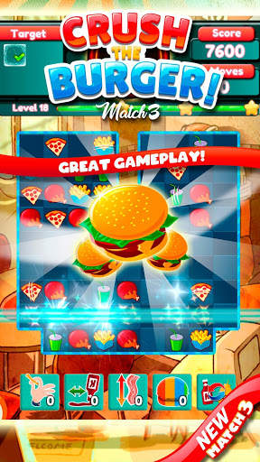 Crush The Burger ! Deluxe Match 3 Game screenshot 1