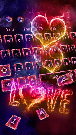 Fire Love Heart Keyboard Theme screenshot 2