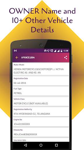 RTO Vehicle Information App screenshot 2