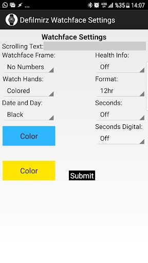 Defilmirz Watchface Settings screenshot 1