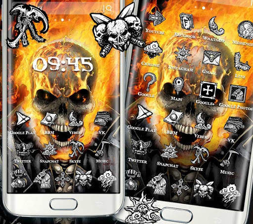 Yellow Fire Skull Theme screenshot 2