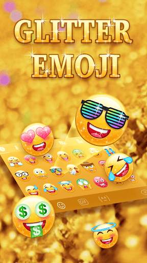 Kiwi Keyboard Glitter Golden emoji screenshot 1