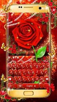 Shiny red rose gold butterfly keyboard theme screenshot 1