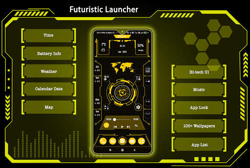 Futuristic Launcher - App lock, Hide App screenshot 1