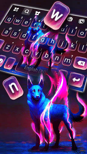 Flaming Neon Wolf Keyboard The screenshot 2