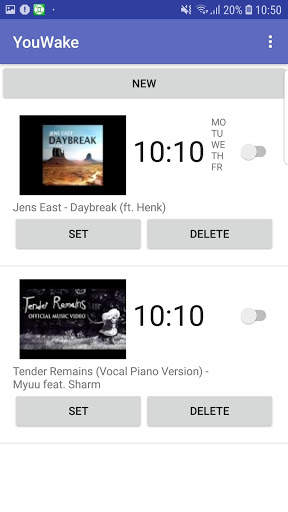 YouWake youtube alarm clock screenshot 1