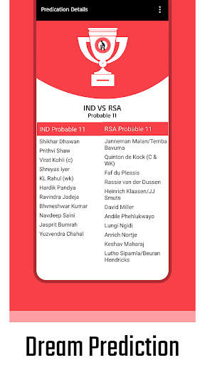 Dream team 11 - Teams Prediction For Cricket screenshot 2