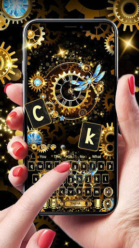 Black Gold Luxury Clock Keyboard screenshot 2