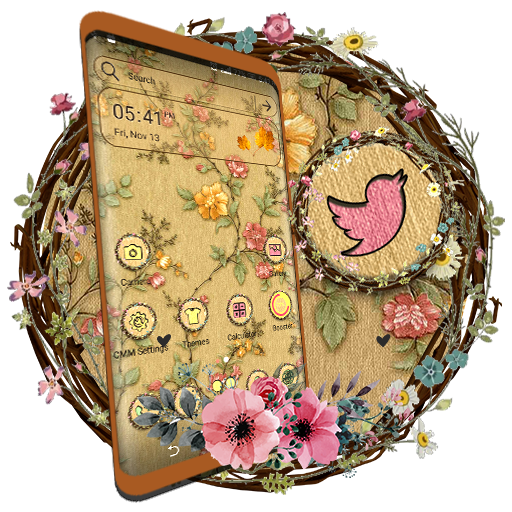 Flower Embroidery Theme Launcher icon