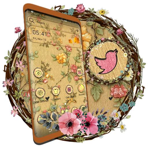 Flower Embroidery Theme Launcher 1.0