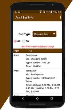Arani Bus Info screenshot 1
