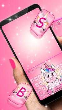 Cute Glowing Pink Unicorn Keyboard Theme screenshot 1
