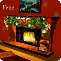 3D Christmas fireplace logo