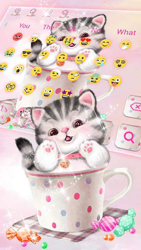 Cute Cup Cat Keyboard Theme screenshot 3