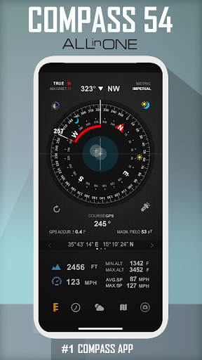 Compass 54 (All-in-One GPS, Weather, Map, Camera) screenshot 1