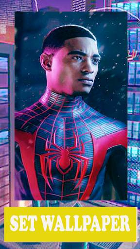 Spider Hero Rope Man Miles Morales HD Wallpaper screenshot 4