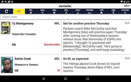 RotoWire News Center screenshot 6