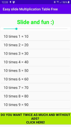 Easy slider Multiplication Table Free screenshot 3