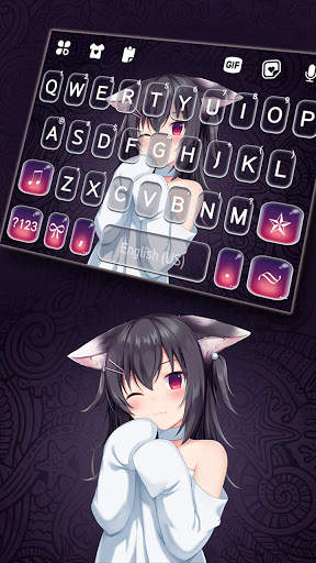 Kawaii Cat Girl Keyboard Background screenshot 1