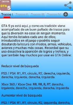 Trucos para GTA 5 screenshot 1