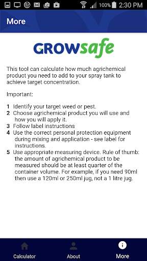 GROWSAFE Knapsack Spray Mix Calculator screenshot 3