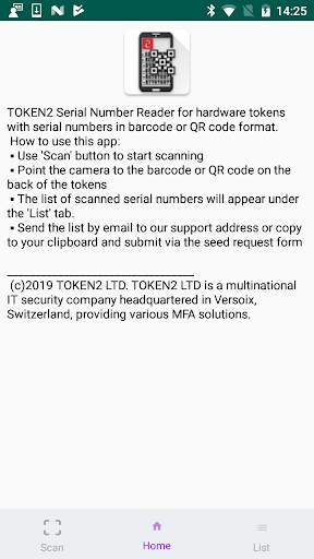 TOKEN2 Serial number reader screenshot 2