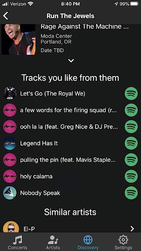 My Spotify Artists screenshot 5