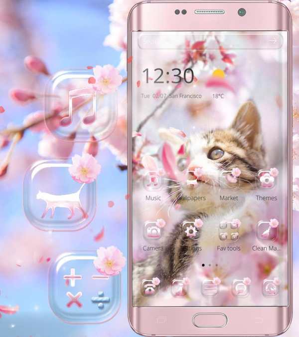 Sakura Kitty Theme Wallpaper screenshot 2