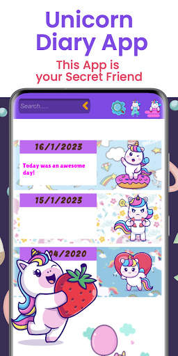 Unicorn Diary App Kawaii /Lock screenshot 1