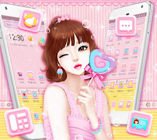 Pink Cute candy Girl Theme screenshot 4