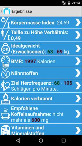 Gesundheit Rechner screenshot 2