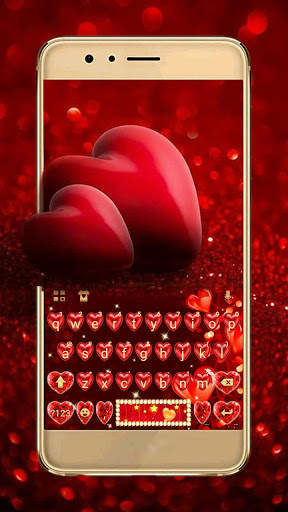 Red Love Heart Keyboard Theme screenshot 1