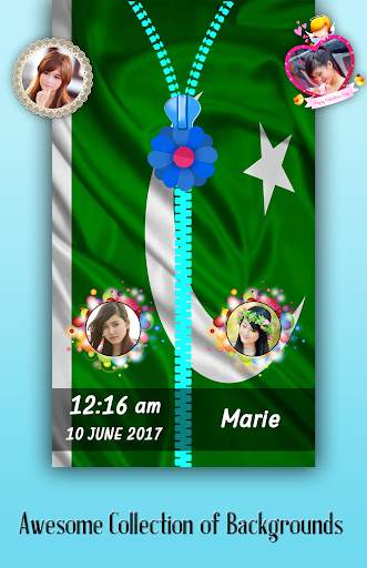 Pakistan Flag Zipper Lock Screen screenshot 1