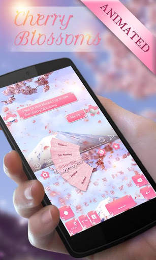 Cherry Blossoms GO Keyboard Animated Theme 3 تصوير الشاشة