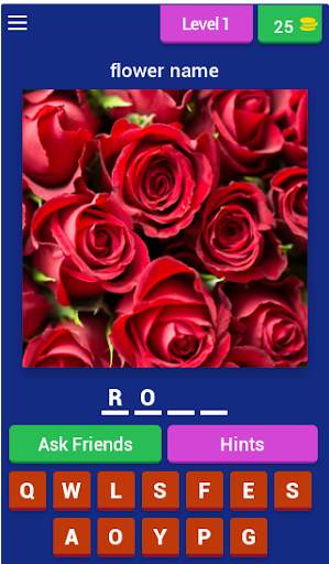Flower Quiz Game (Flower Name Word Game) screenshot 1