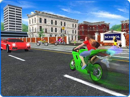 Kids School Highway Traffic Bike Racing screenshot 6