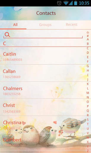 GO SMS Pro Lovebird Theme EX 4 تصوير الشاشة