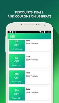 Uber Eats Promo Code - Food Delivery screenshot 1