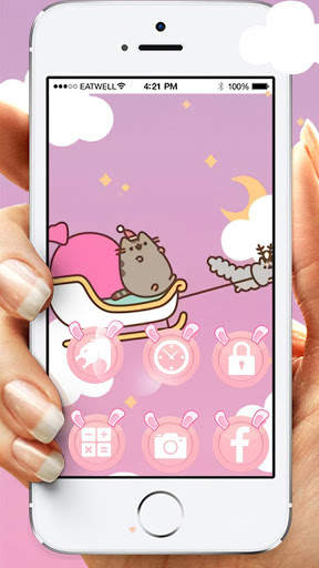 Pink Sky Funny Cat Theme🐱 screenshot 1