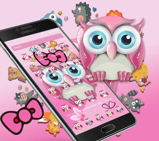 Pink Owl Lovely Cartoon Mobile Theme screenshot 4