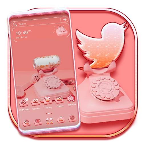 Old Pink Phone Launcher Theme 1.0