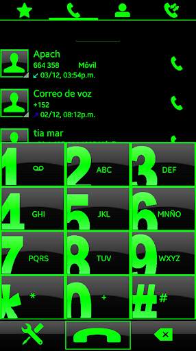 THEME SWIPE DIALER BIG BLACK GREEN screenshot 1
