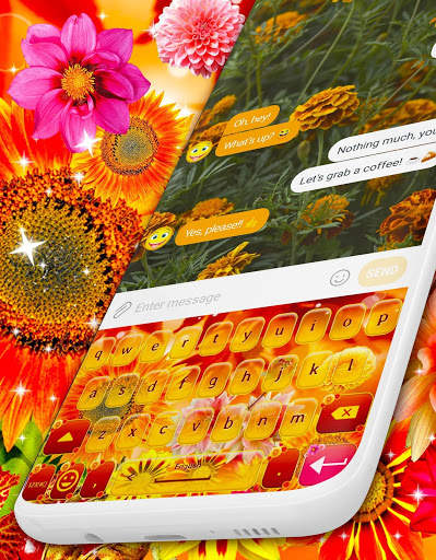 Autumn Flowers Keyboard 🍂 Orange Fall Themes स्क्रीनशॉट 3
